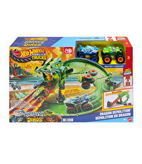 Hot Wheels Monster Trucks Köpek Balığı ve Dinozor Korkunç Ejderhaya Karşı Oyun Seti JFR06