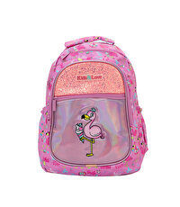 Kaukko Kids Love Aynalı & Taşlı Flamingo Sırt Çantası
