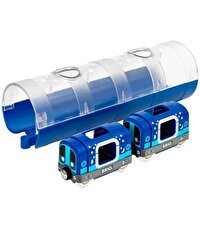 Brio Karanlıkta Parlayan Metro Treni ve Tünel