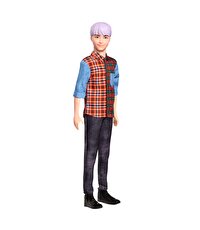 Barbie Yakışıklı Ken Bebekler Mor Saçlı ve Ekose Gömlekli GYB05