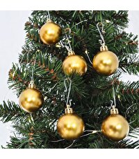 Ağaç Süsleme Topları 6'lı Set Mat Altın 4 Cm