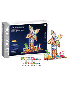 Magnetic Tiles 3D Mıktnatıslı Light Manyetik Yapı Blokları 82 Parça
