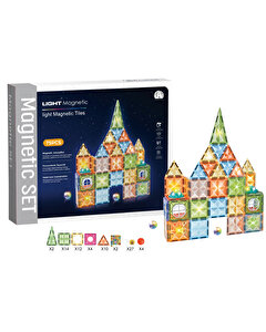 Magnetic Tiles 3D Mıktnatıslı Light Manyetik Yapı Blokları 75 Parça