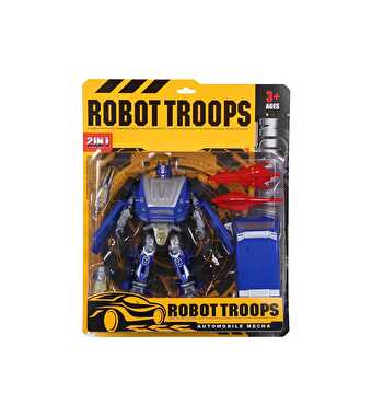 Transform Set Robot ve Araba 2'si 1 Arada Figür Seti Mavi