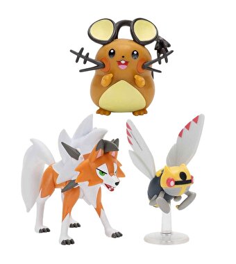 Pokemon Battle 3'lü Fi̇gür Seti̇ Dedenne Lycanroc Ninjask