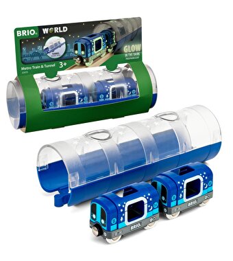 Brio Karanlıkta Parlayan Metro Treni ve Tünel