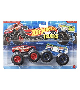Hot Wheels Monster Trucks Güçlü İkili 1:64 Arabalar Hot Wheels Fire Rescue & HW 5 Alarm JLV86