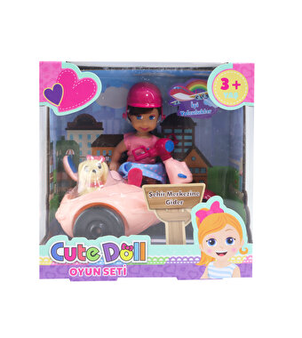 Sevimli Bebek Seyahat Seti Koyu Pembe Kasklı