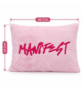 Manifest Pembe Peluş Kırlent 35×45 Cm