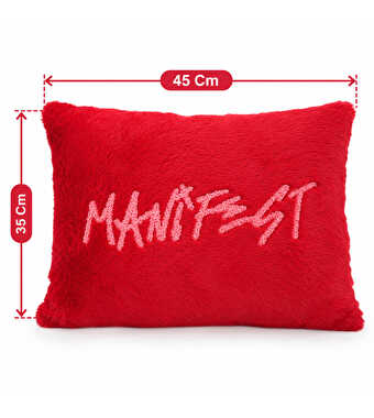 Manifest Kırmızı Peluş Kırlent 35×45 Cm