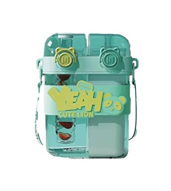 Yeah Askılı Çift Hazneli Çift Kapaklı Matara Mavi