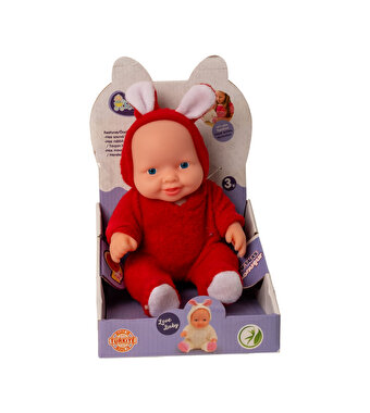 Tavşanlı Kostümlü Sesli Roza Et Bebek Kırmızı