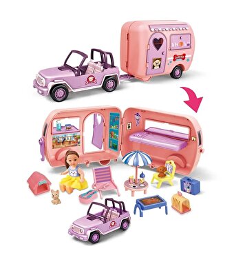 Camper Karavan Macerası Bebekli ve Evcil Hayvanlı Oyun Seti
