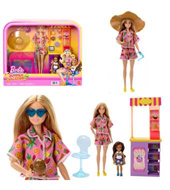 Barbie Yaz Tatili Bebek ve Smoothie Standı Oyun Seti JLX41