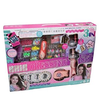 3'ü 1 Arada Simli Işıltılı Saç Örgü ve Boncuk Tasarım Seti