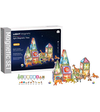 Magnetic Tiles 3D Mıktnatıslı Light Manyetik Yapı Blokları 89 Parça