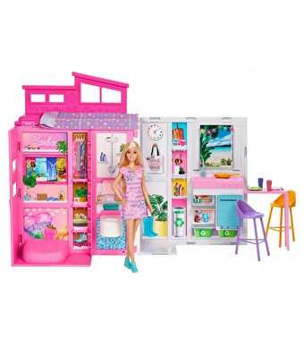 Barbie Portatif Tatil Evi Bebek ve Oyun Seti HRJ77