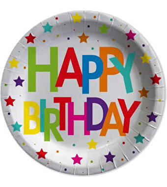 Superstar Happy Birthday Kağıt Tabak 23 Cm 8 Adet