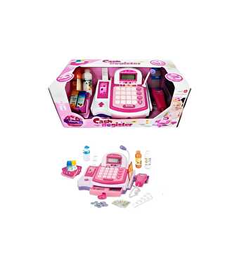 Pilli Slip Çıkarabilen Oyuncak Yazar Kasa Pembe