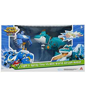Harika Kanatlar Işıklı Tino ve Mini World Aircraft Robot 2’si 1 Arada Dönüşen Set