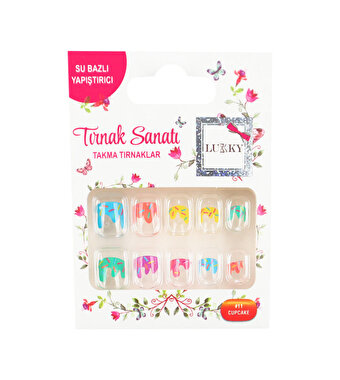 Lukky Cupcake Baskılı Yapışkanlı Takma Tırnak Seti