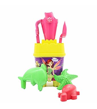 Resimli Sarı Kapaklı Full Parçalı Pembe Suluklu Dev Kova Seti 1029