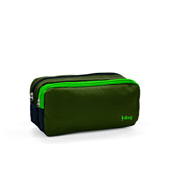 iBag İki Bölmeli Kalem Çantası Parçalı Yeşil