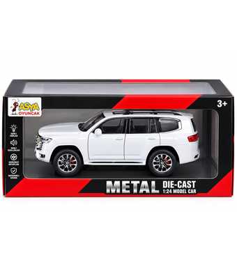 Toyota Land Cruiser Metal Model Araba 1:24 Ölçek Beyaz Araba