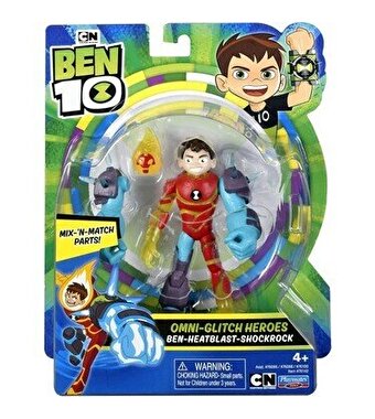 BEN 10 Aksiyon Figürleri  S1 W13 Omniglitch Ben-Headblast-Shockrock