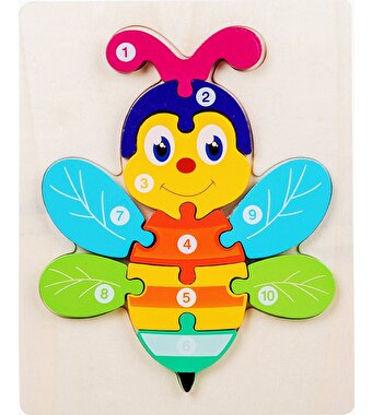 Ahşap Renkli Arı Sayı Puzzle