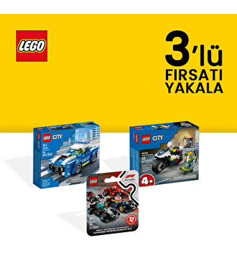 LEGO City Polis Macera 3’lü Özel Set Paket (Polis Araba + Polis Motosikletli Kovalamaca + Mini Formula Yarış Aracı)