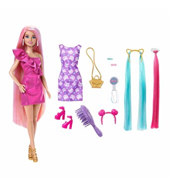 Barbie Upuzun Muhteşem Saçlı Bebekler Pembe Saçlı Bebek JDC85