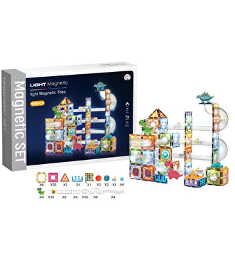 Magnetic Tiles 3D Mıktnatıslı Light Manyetik Yapı Blokları 108 Parça