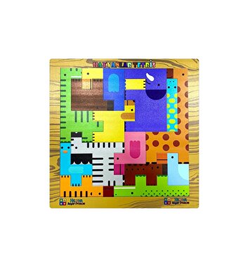 Eğitici Ahşap Oyuncak Hayvanlar Animals Puzzle Tetris