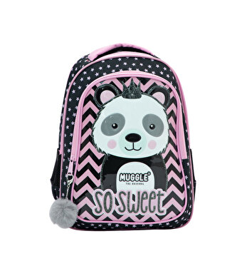 Muggle Tek Bölmeli Panda Siyah Anaokulu Sırt Çantası 7327