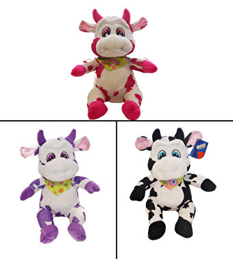 Renkli Peluş İnek 25 cm.