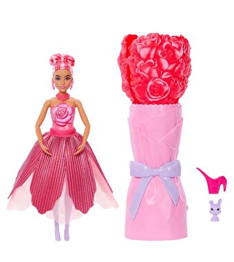 Barbie Petal Pop Gül Elbiseli Bebek JMF59