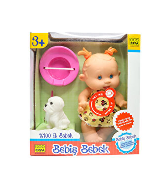 Altını Islatan Bebiş Bebek ve Minik Arkadaşı Sarı Çiçekli Elbiseli