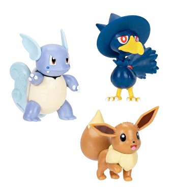 Pokemon Battle 3'lü Fi̇gür Seti̇ Eeve Wartortle Murkrow