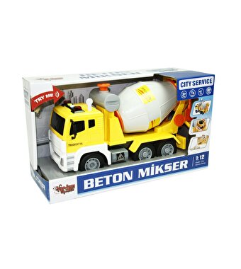 1:16 Ölçekli Sesli Işıklı Beton Mikseri Sarı