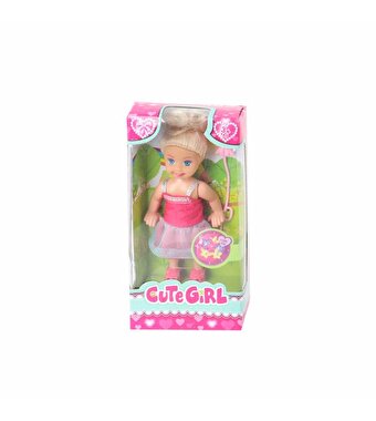 Sevimli Mini Bebek Kumral Tekli Mavi Tütülü Elbise