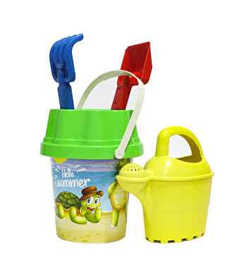 Yeşil Kapaklı Açık Sarı Suluklu Kova Seti 1011