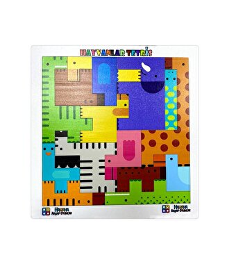 Ahşap Hayvanlar Bul Tak Tetris Beyaz Puzzle
