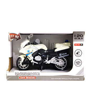 Sesli Işıklı Beyaz Polis Motosikleti