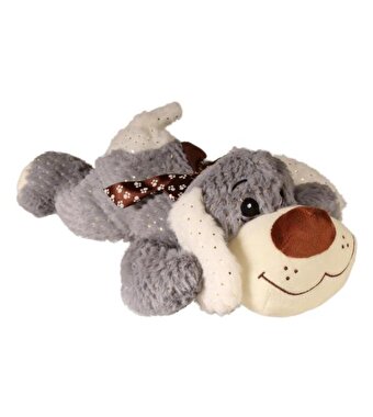 Parlak Desenli Gri Köpek Peluş 60 Cm