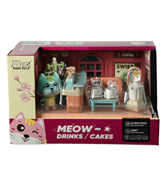 Sesli ve Işıklı Minyatür Kedi Cafesi Seti