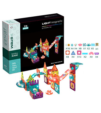 Magnetic Tiles Light Manyetik Yapı Blokları 75 Parça