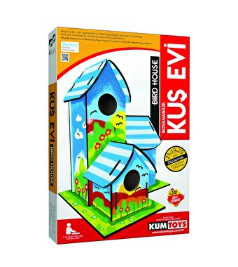 Boyanabilir 3'lü Ahşap Kuş Evi