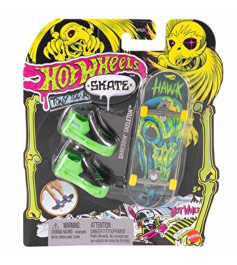 Hot Wheels Skate Neon Temalı Parmak Kaykay ve Ayakkabı Paketi Shreddin Skeleton