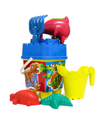 Resimli Mavi Kapaklı Full Parçalı Sarı Suluklu Dev Kova Seti 1029